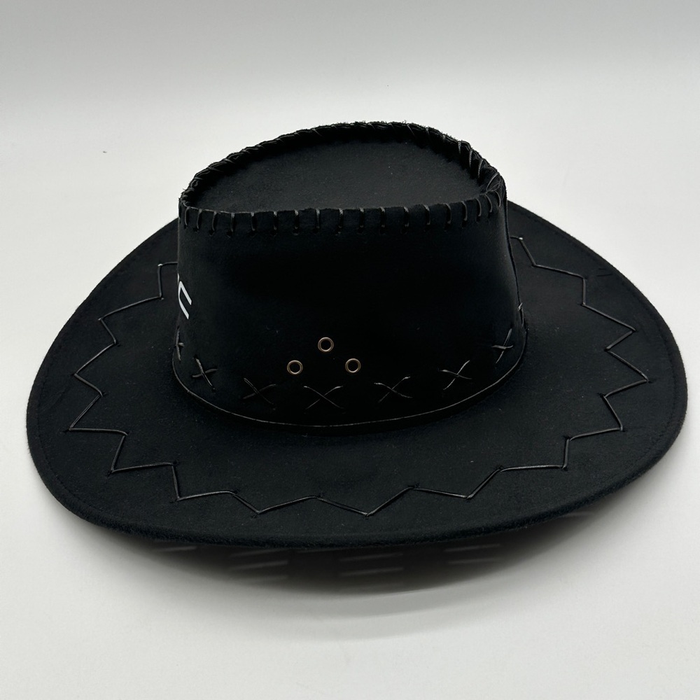 Mens Women Hats Sun Shield Cowboy Cowgirl Adult Hat Felt Whipstitched GMC Black - Picture 2 of 4
